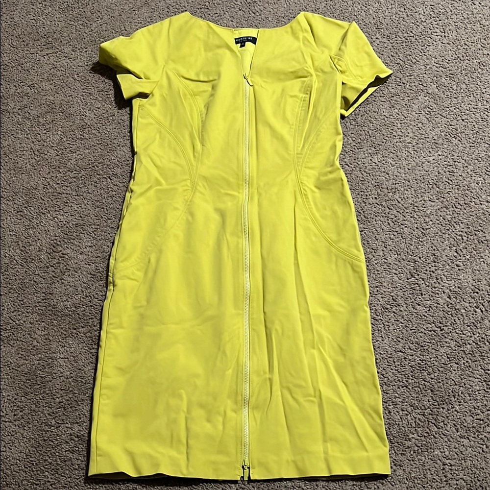 Lafayette 148 New York Zip-Front Yellow Dress